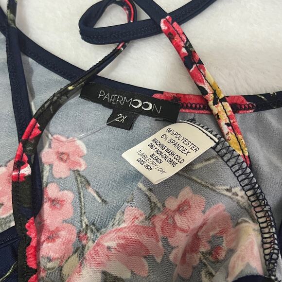 Papermoon (2X) Basima Back Detail Knit Top Stitch Fix Strappy Casual V Neck Tank - Picture 6 of 12